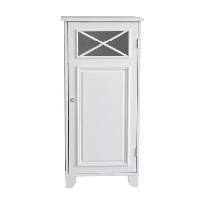Teamson Home Dawson Freestanding Floor Storage Accent Cabinet with Decorative Glass Panel, White