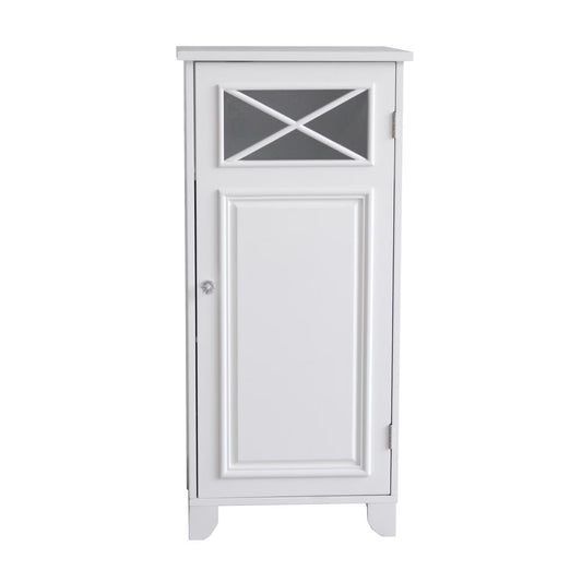 Teamson Home Dawson Freestanding Floor Storage Accent Cabinet with Decorative Glass Panel, White