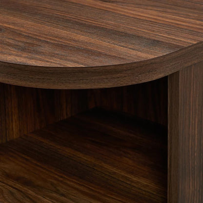 Walker Edison Modern Curved Edge Fluted Glass Door Sideboard Dark Walnut