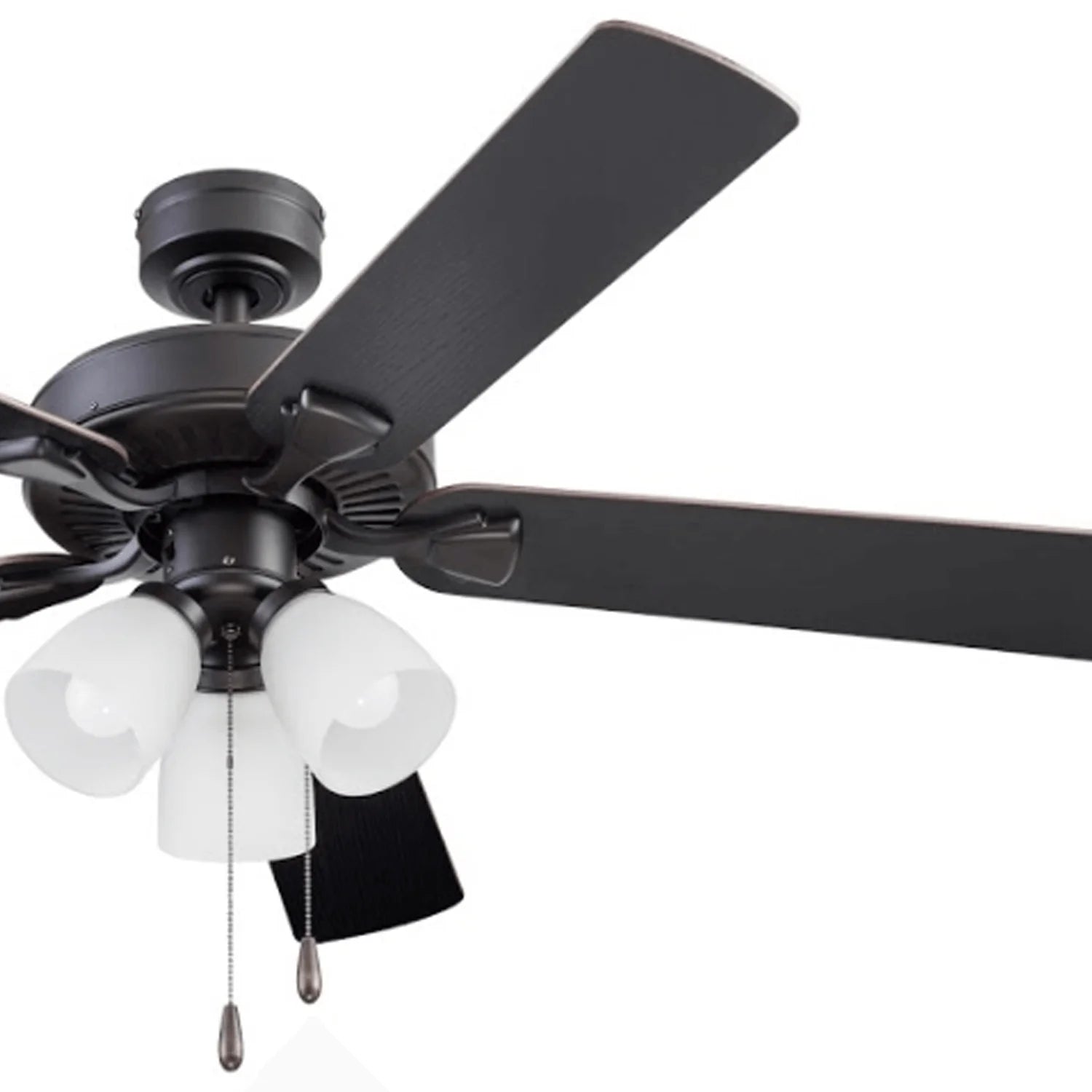 Prominence Home Stannor 52" Bronze Ceiling Fan with 5 Blades, Frosted Glass Light Kit, Pull Chains & Reverse Airflow