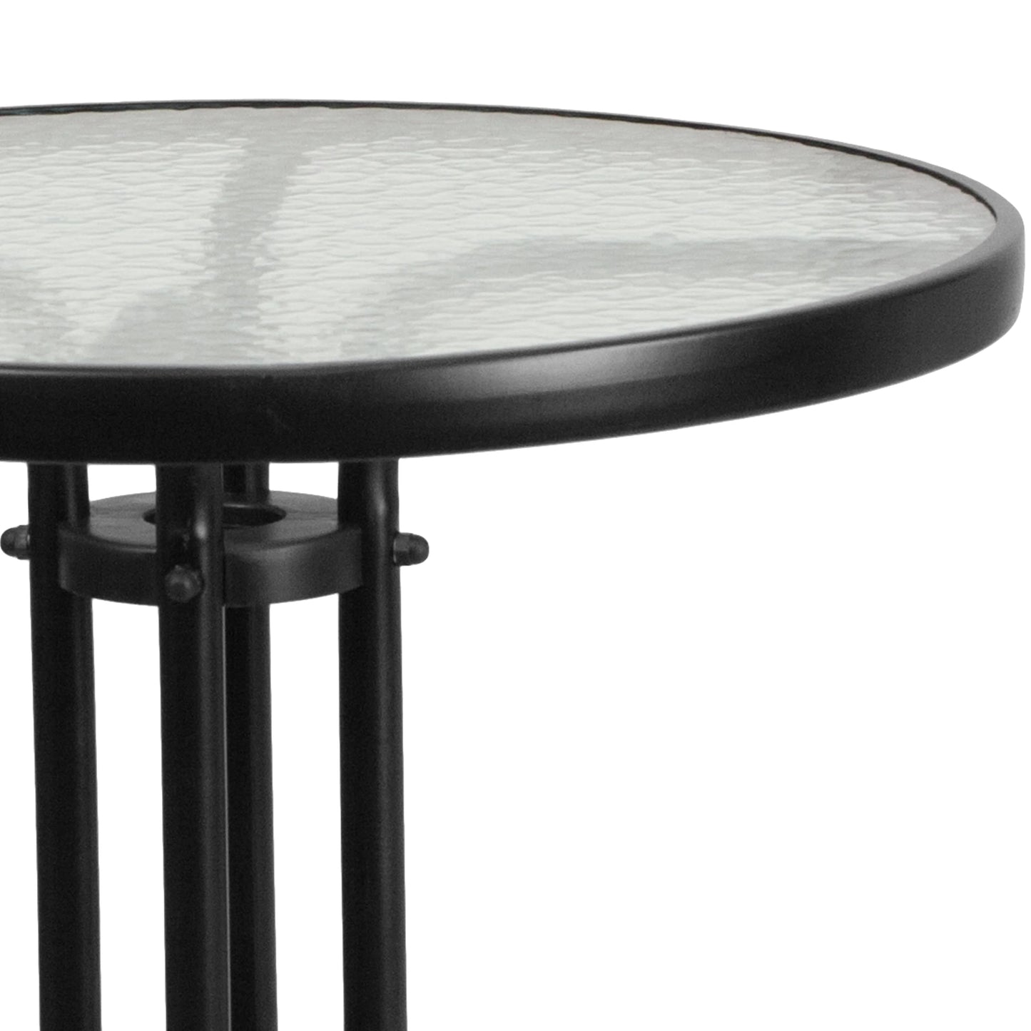 Emma + Oliver 23.75" Round Tempered Glass Metal Table