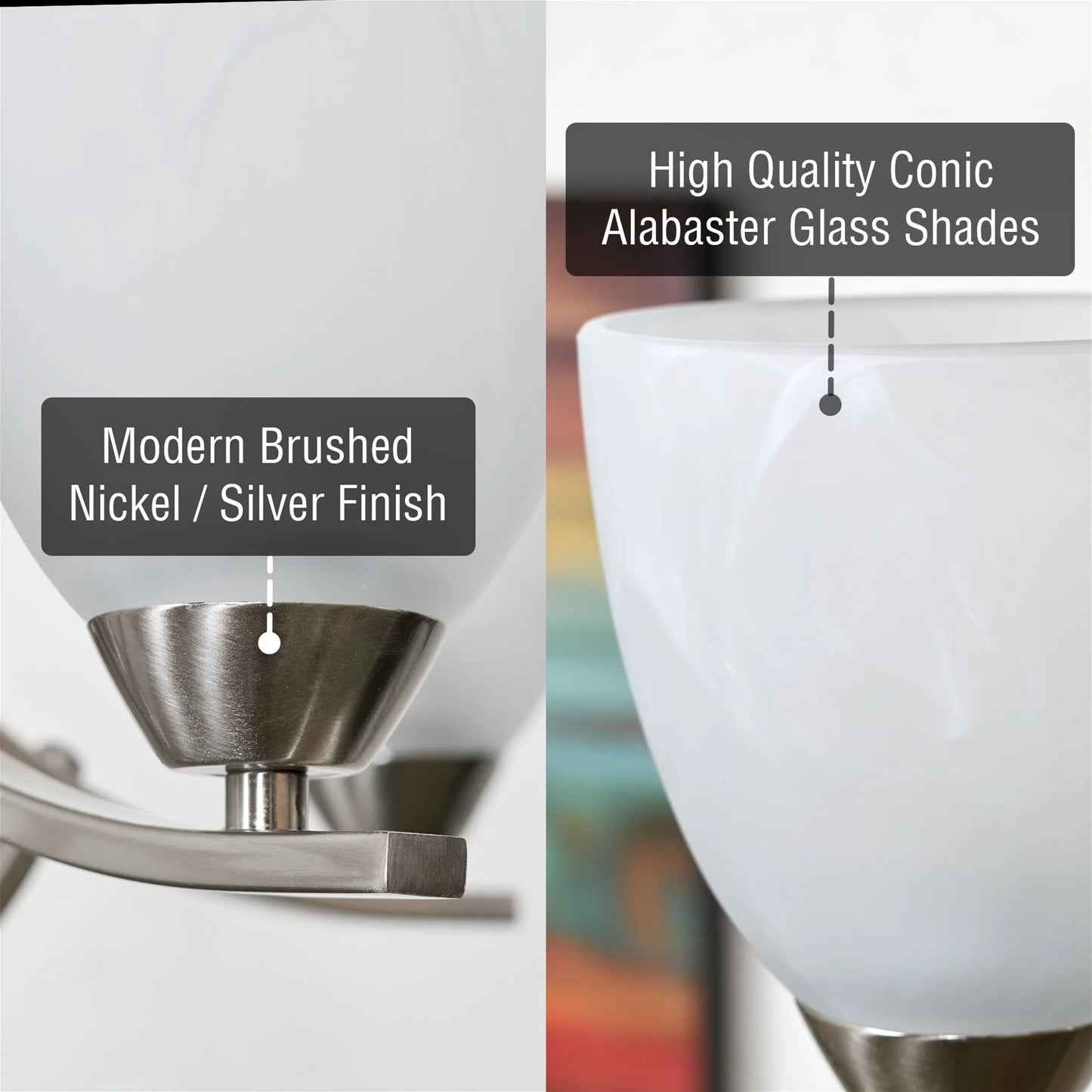 Kira Home Weston 24" 5-Light Hanging Chandelier + Alabaster Glass Shades, Adjustable Chain, Brushed Nickel