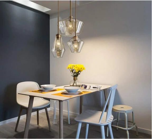 Pendant Lighting Glass Triple Hanging Pendant Light Fixture Glass,Vintage Hanging Ceiling Light Fixture, Fixture Glass Surrounded LED Lighting Fixture Kitchen, Island, Table Hallway Interior Lighting