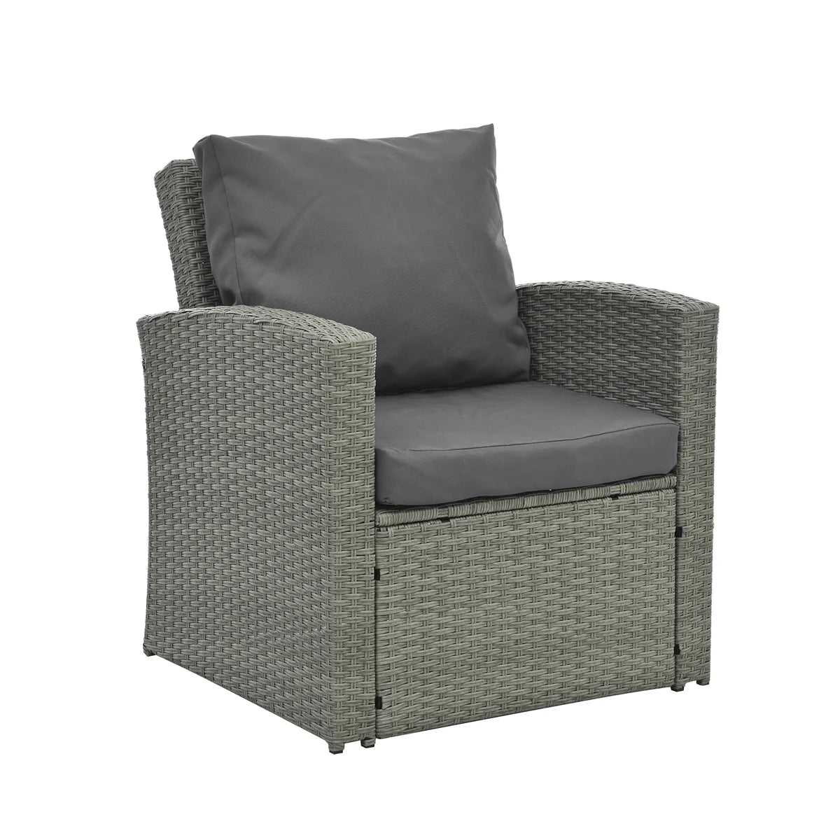 HighSound 5 Pcs PE Rattan Wicker Patio Sofa Set Outdoor Sectional Furniture Set with Tempered Glass Table