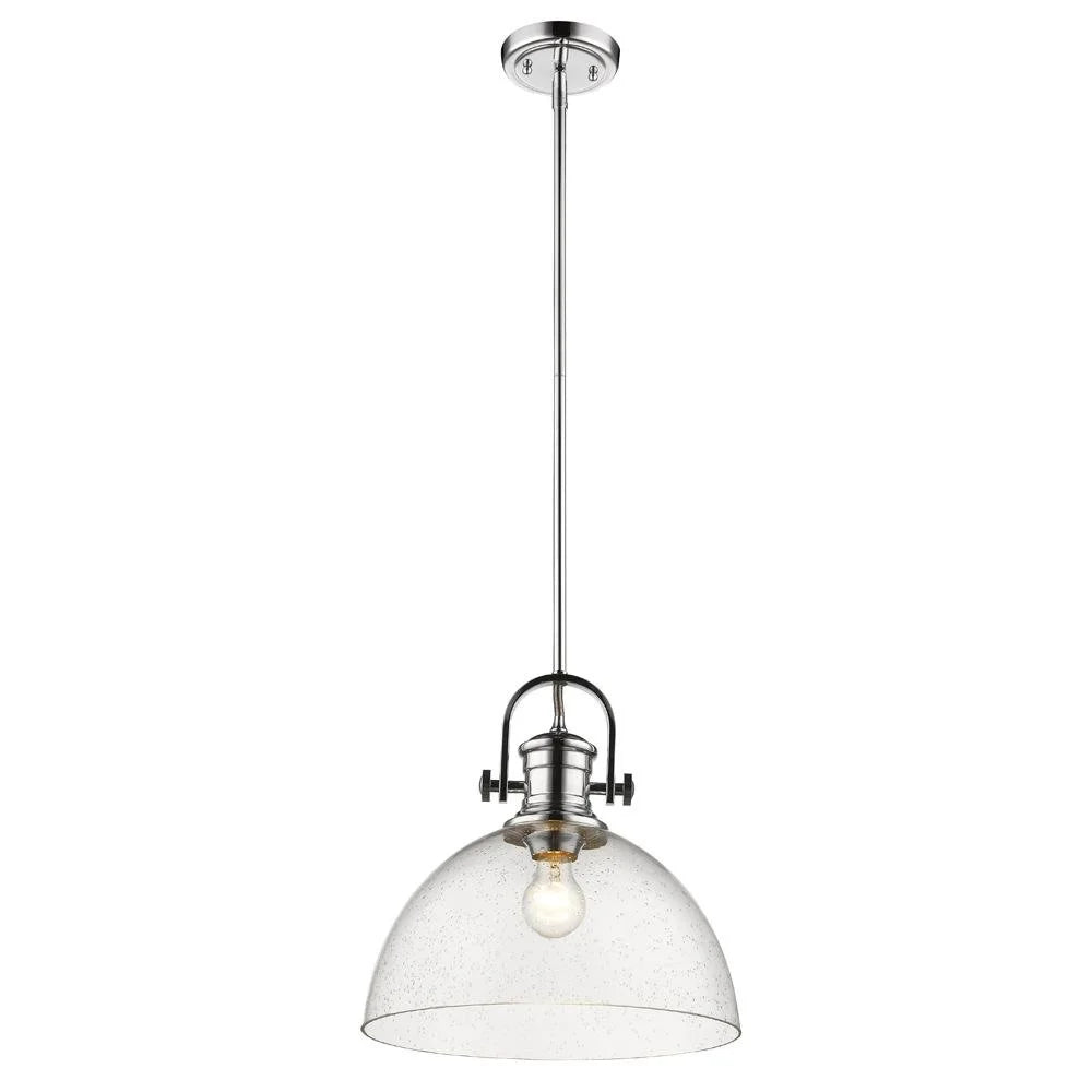 Hines 1 Light Pendant in Chrome with Seeded Glass