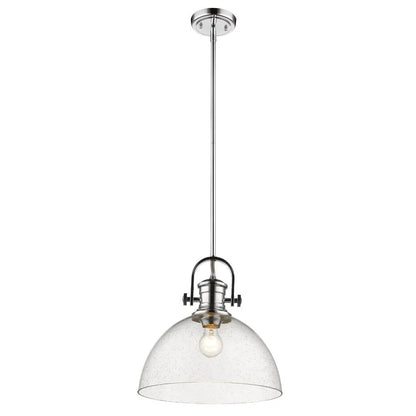 Hines 1 Light Pendant in Chrome with Seeded Glass