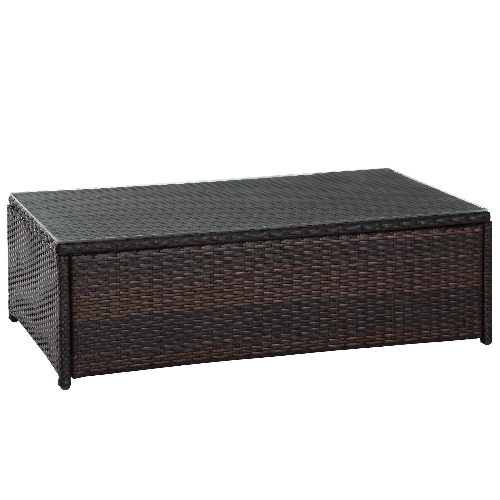 Crosley Furniture CO7201-BR Palm Harbor Outdoor Wicker Glass Top Table