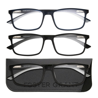 Design Optics by Foster Grant #666 Classic Plastic Rectangle Reading Glasses, 3-pack