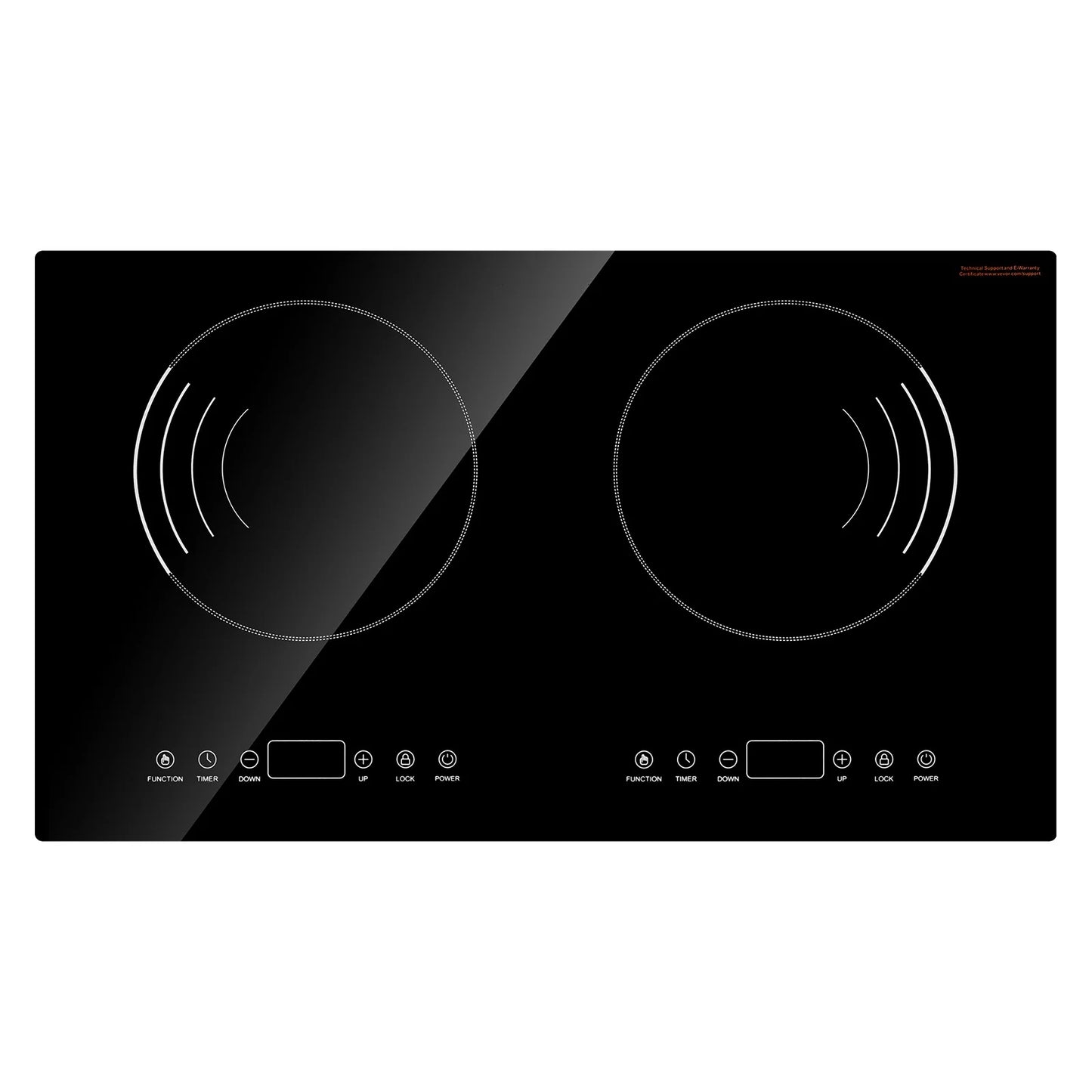KFFKFF Induction Stove, 1800W Electric Countertop 2 Burner, Electric Cooktop with Touch Controls, Integrated Induction Stove with 9 Energy Levels, Safety Feature for Kids, Timer Function, Glass Top