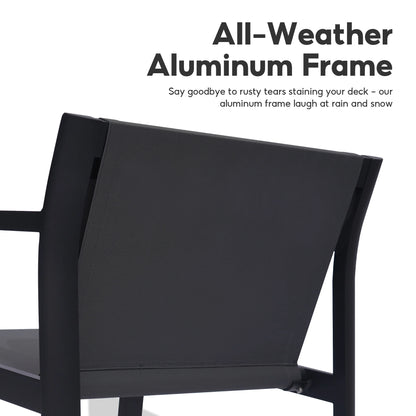 Letsout 4-Piece Aluminum Outdoor Conversation Sets with Detachable Cushions and Tempered Glass Table, Dark Grey/Gray