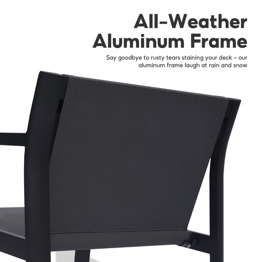 Letsout 4-Piece Aluminum Outdoor Conversation Sets with Detachable Cushions and Tempered Glass Table, Dark Grey/Gray