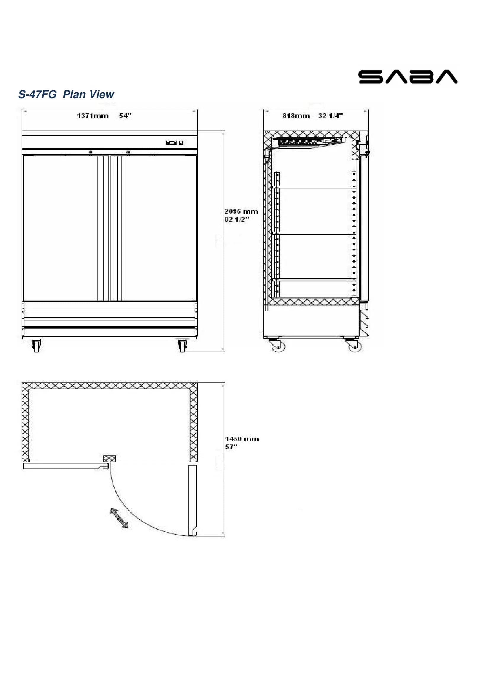 Heavy Duty Commercial 47 cu ft Stainless Steel Glass Door Reach-In Freezer (2 Door)