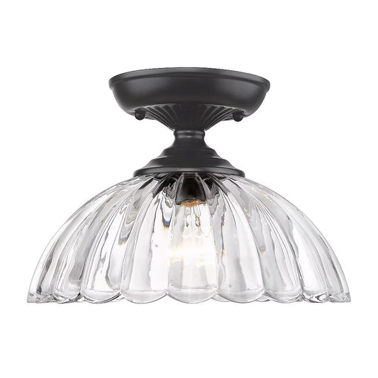 Audra 1-Light Semi-flush in Matte Black and Clear Glass