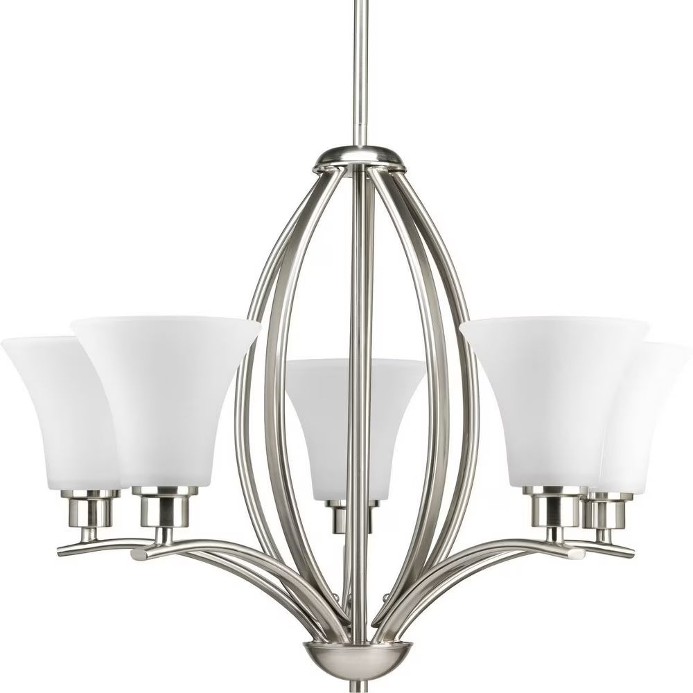 P4490-20W-Progress Lighting-Joy - 18.875 Inch Height - Chandeliers Light - 5 Light - Line Voltage-Antique Bronze Finish-Etched White Glass Color
